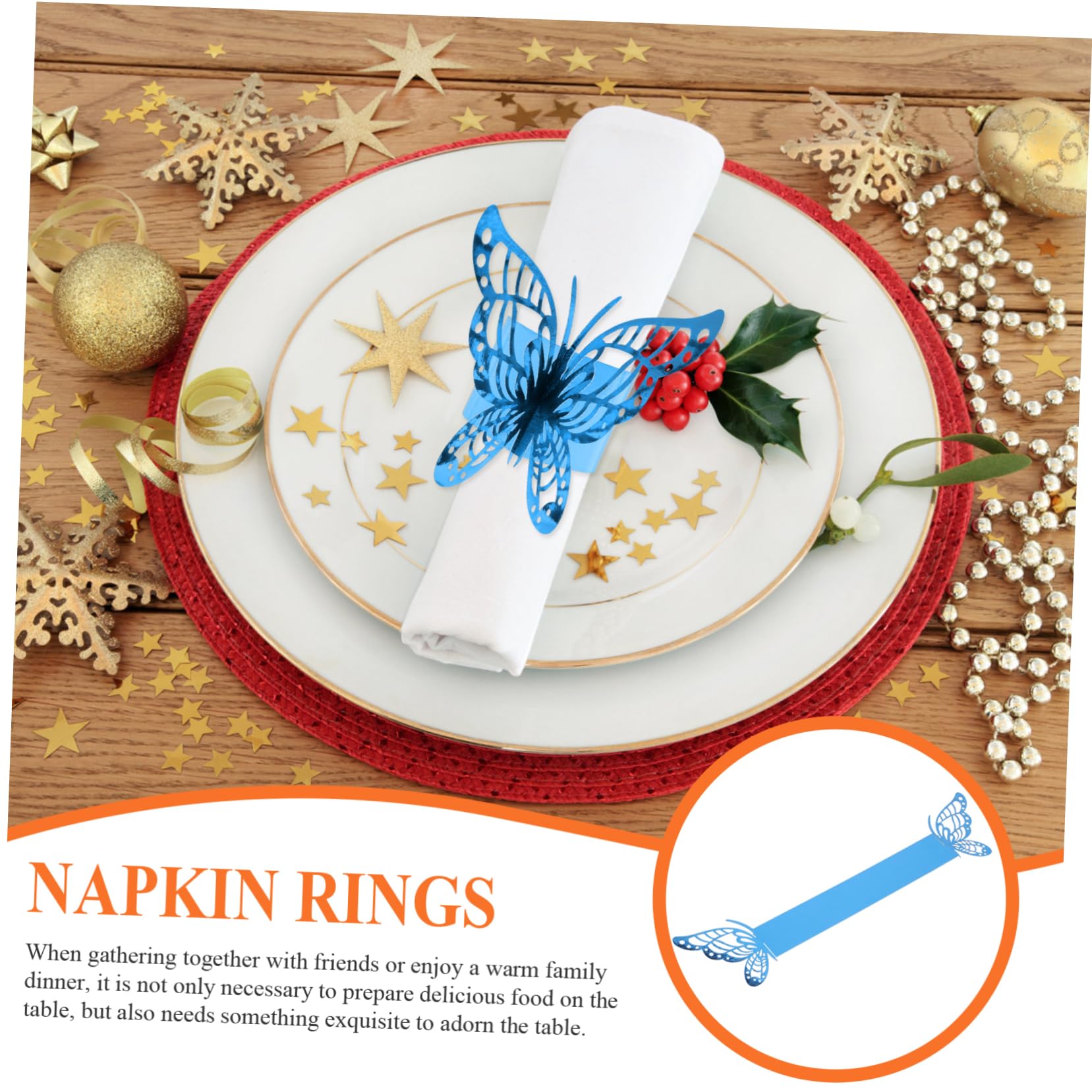 PRETYZOOM 150 STK Butterfly-Serviettenschnalle Dekoration Weihnachten türdeko Weihnachten weihnacjtsdeko dekoweihnachten Schmetterlinge Serviettenring Serviettenringe Perlenpapier Blue