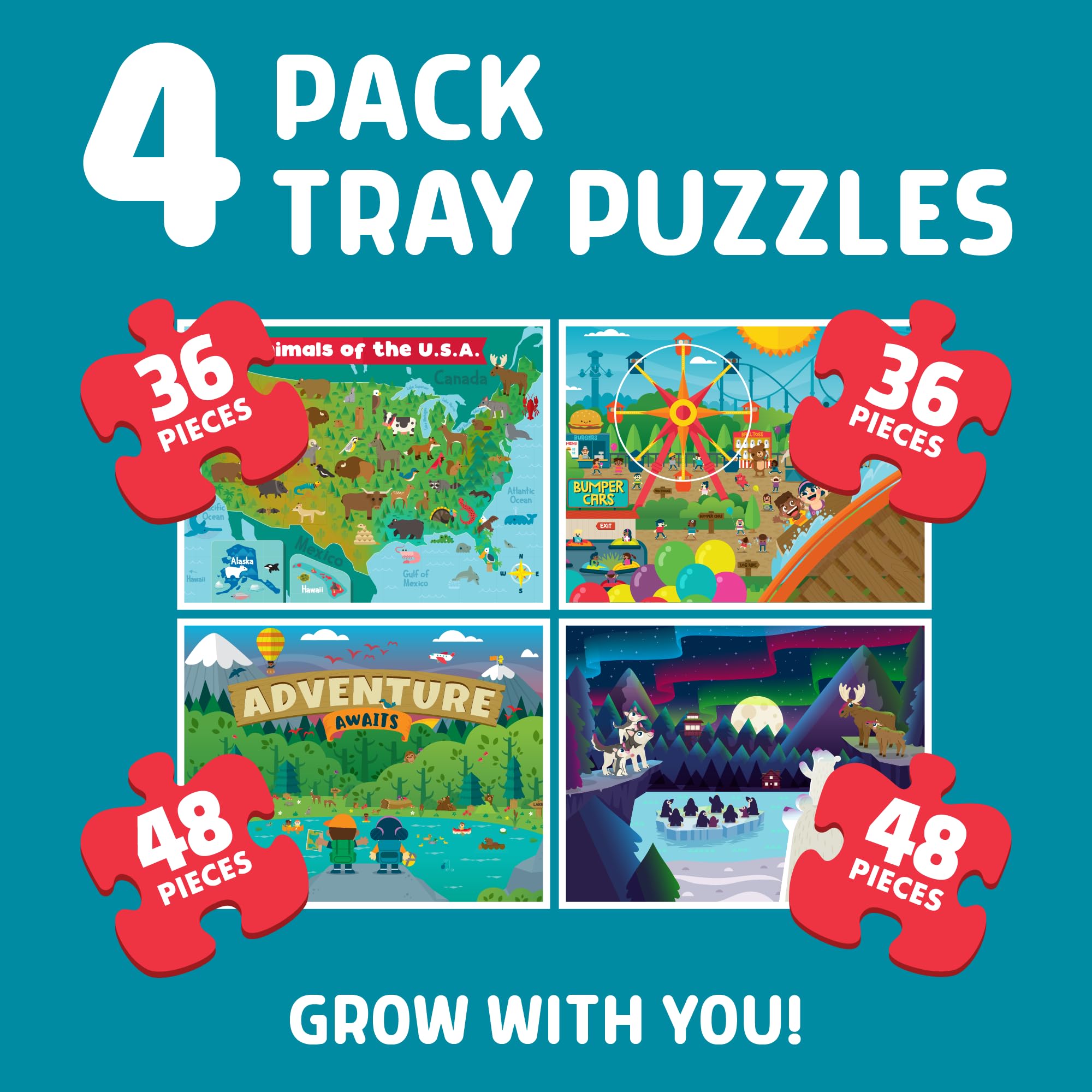 マルチアングルシリーズ DVD 4巻セット Amazon.com: Chuckle & Roar - 4 Pack Tray Puzzles - USA Animal Map