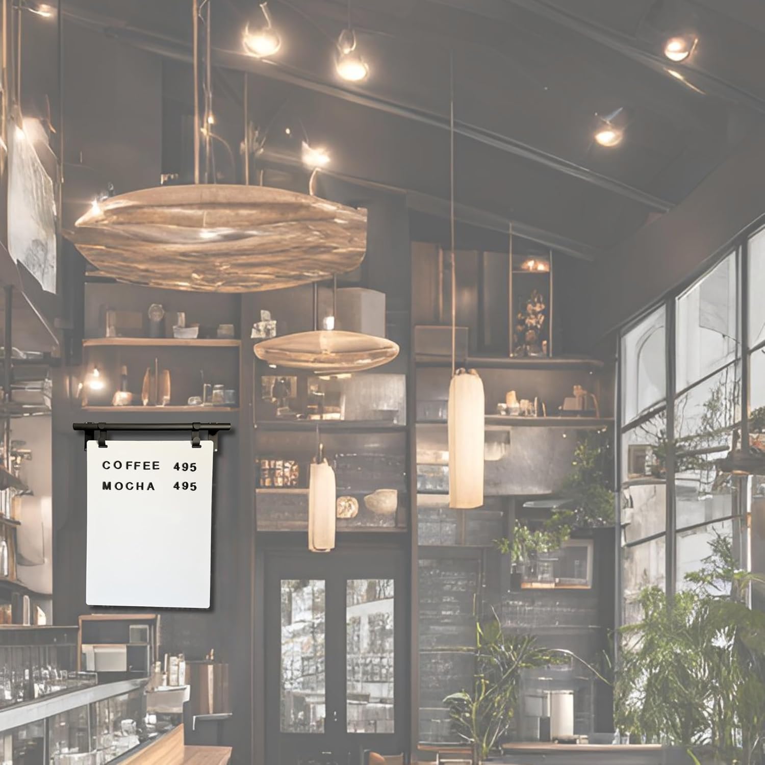 Hanging Menu Contemporary Style Chalkboard Sign, Metal Menu Display 22x28 Magnetic Surface Cafe Bar Sign for Business Price Menu (Black Frame/White Board)