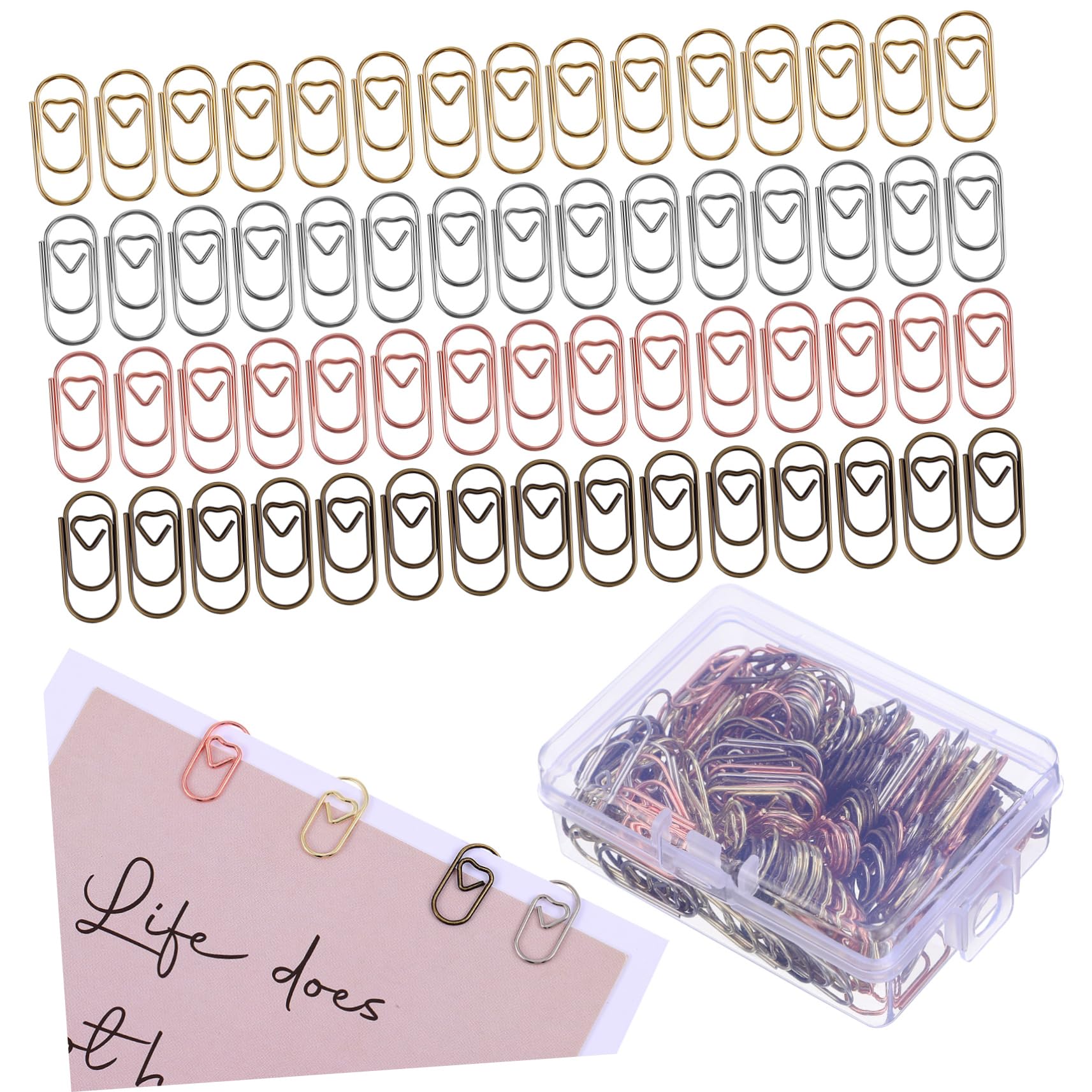 Gadpiparty 5 Set Mini Love Paper Clip Fermacarte Fermacarte Piccole Clips Cuore Mini Clip Di Carta Arredamento Novità Graffette Piccole Libri Di Carta Graffetta Piccola Metallo 200 Pezzi * 5