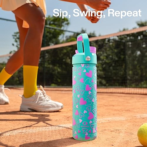 Miniatura 284 de ENCOOL Botella de agua aislada con popote, de acero inoxidable, a prueba de fugas, sin BPA, al vacío de doble pared que se mantiene fría durante 24