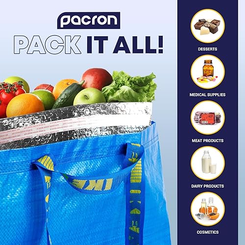 Miniatura 3 de PACRON Marca 100Ct de bolsas aisladas Foil Temp Bubble Liners, Tamaño 8 x 8 x 8. aislado para alimentos y aislado para cajas de envío, bolsa de