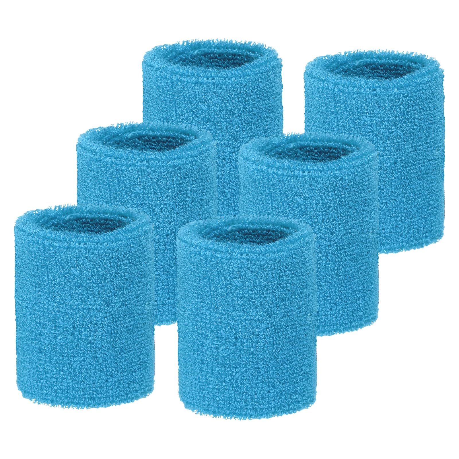 YELARXI Wrist Sweatbands Sports Absorbent Wristband Tennis Wrist Bands Sweat Band for Men and Women Elastic Breathable Wristbands, 6 Pack & 2.56" & Blue — image 1