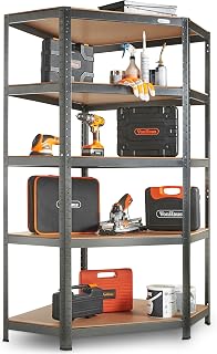 VonHaus Garage Shelving - 5-Tier Heavy Duty Corner Storage Unit - Galvanised Steel Shelves for Garage, Shed and Workshop - Garage Shelving with 875kg Total Capacity, 175KG Per Shelf