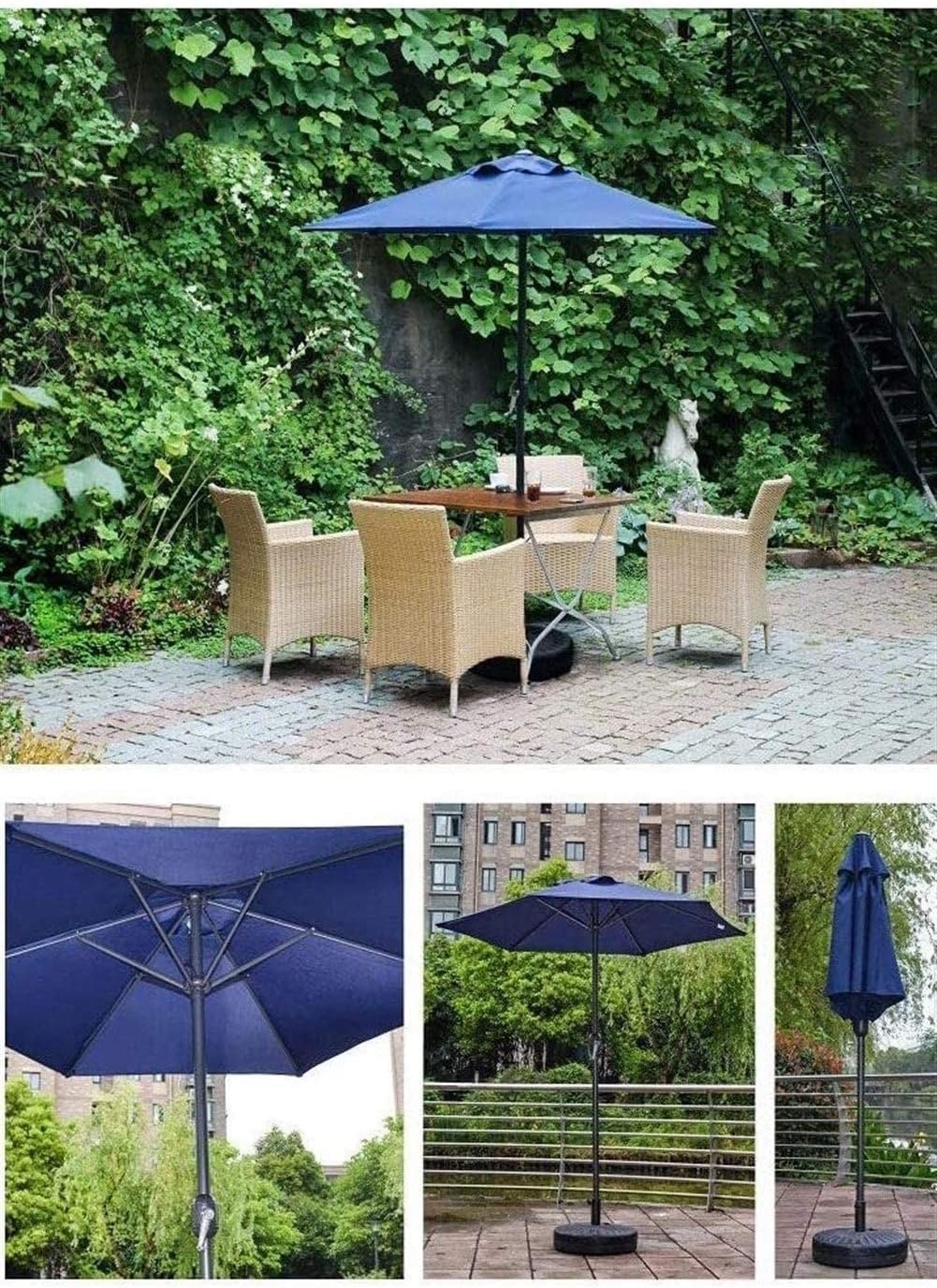 Outdoor Garden Parasols Heavy-Duty Outdoor Market Patio Umbrella with Crank Handle, Blue Garden Parasol Compact for Small Outdoor Spaces good