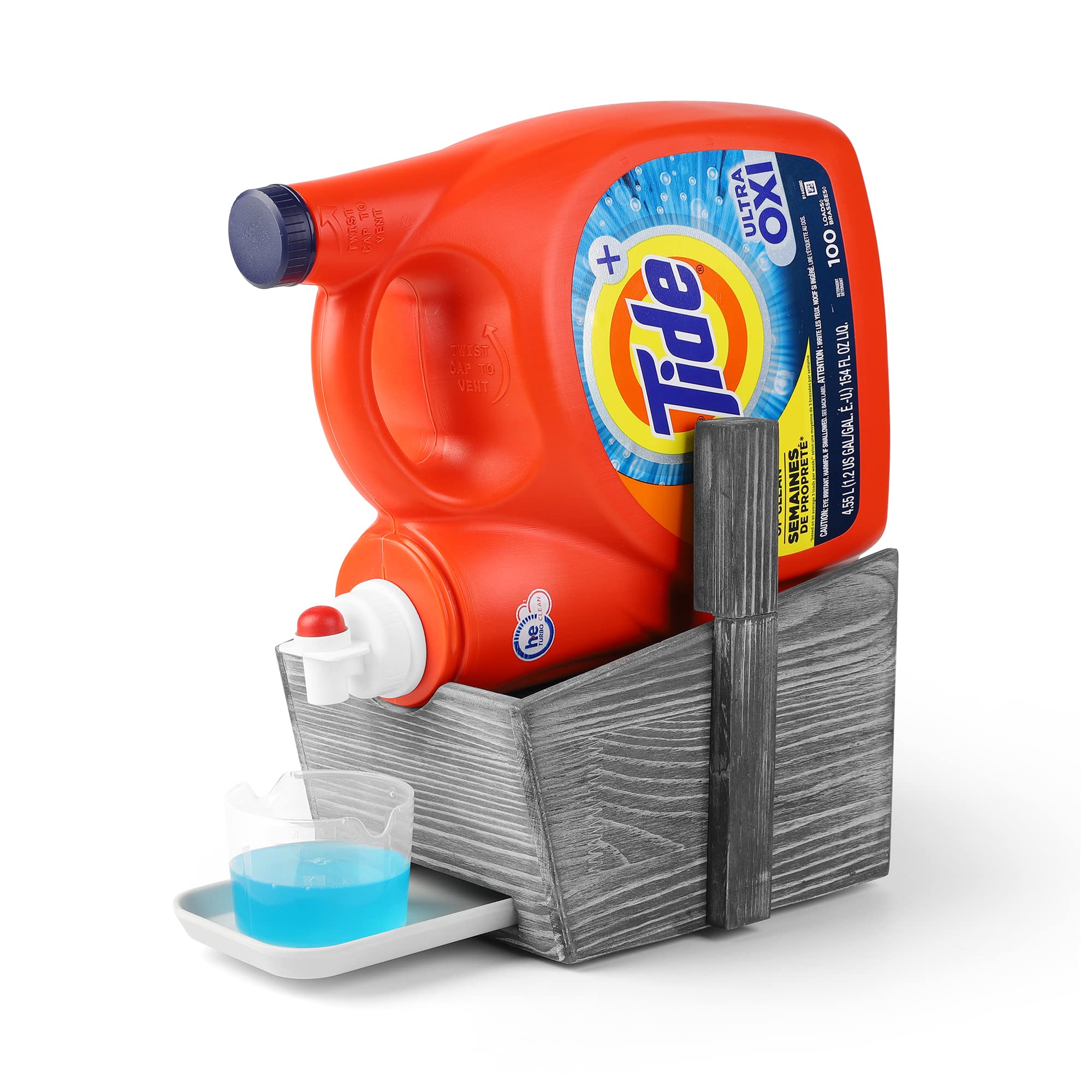 HOMKO Laundry Soap Station Wooden Laundry Detergent Cup Holder for