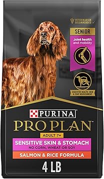 Purina Pro Plan Sensitive Skin and Stomach Dry Dog Food Senior Adult 7 Plus Salmon and Rice Formula - 4 lb. Bag