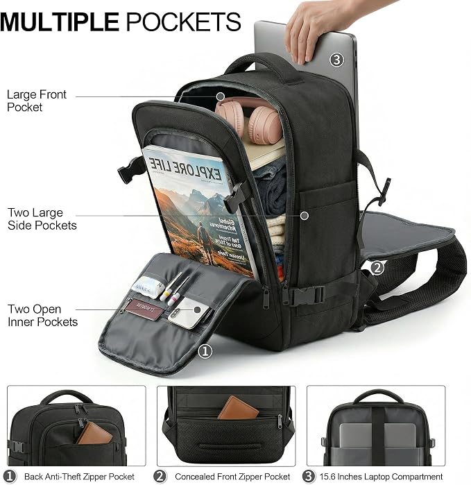 Mochila de viaje para laptop de 15.6 pulgadas unisex miniatura 4