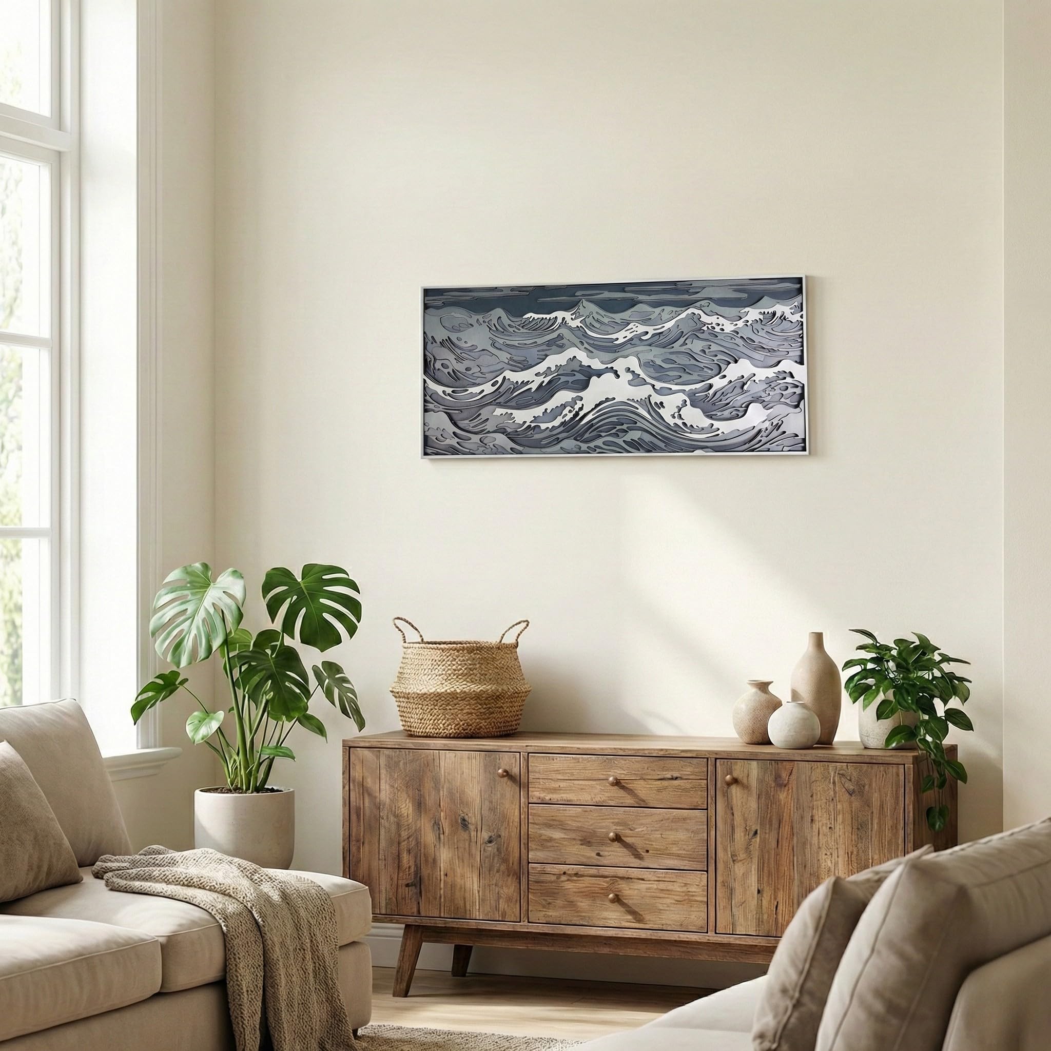 NEODECO Parametric Wood Waves wall decor, 3D wood wall sculpture