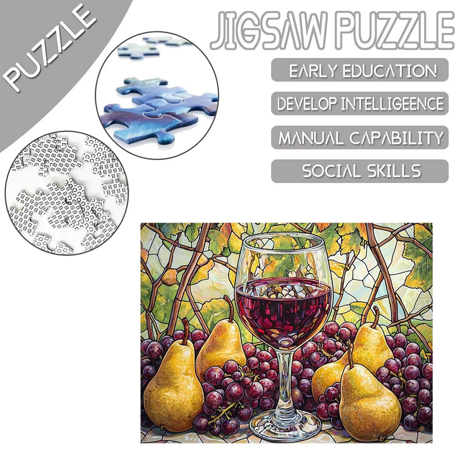 Puzzle 156 x 105 cm, 5000 sztuk puzzli dla dorosłych, prezent rocznicowy, prezent świąteczny, dekoracja domu, zapobieganie zwyrodnieniu mózgu u osób starszych (czerwone winogrona) w-679