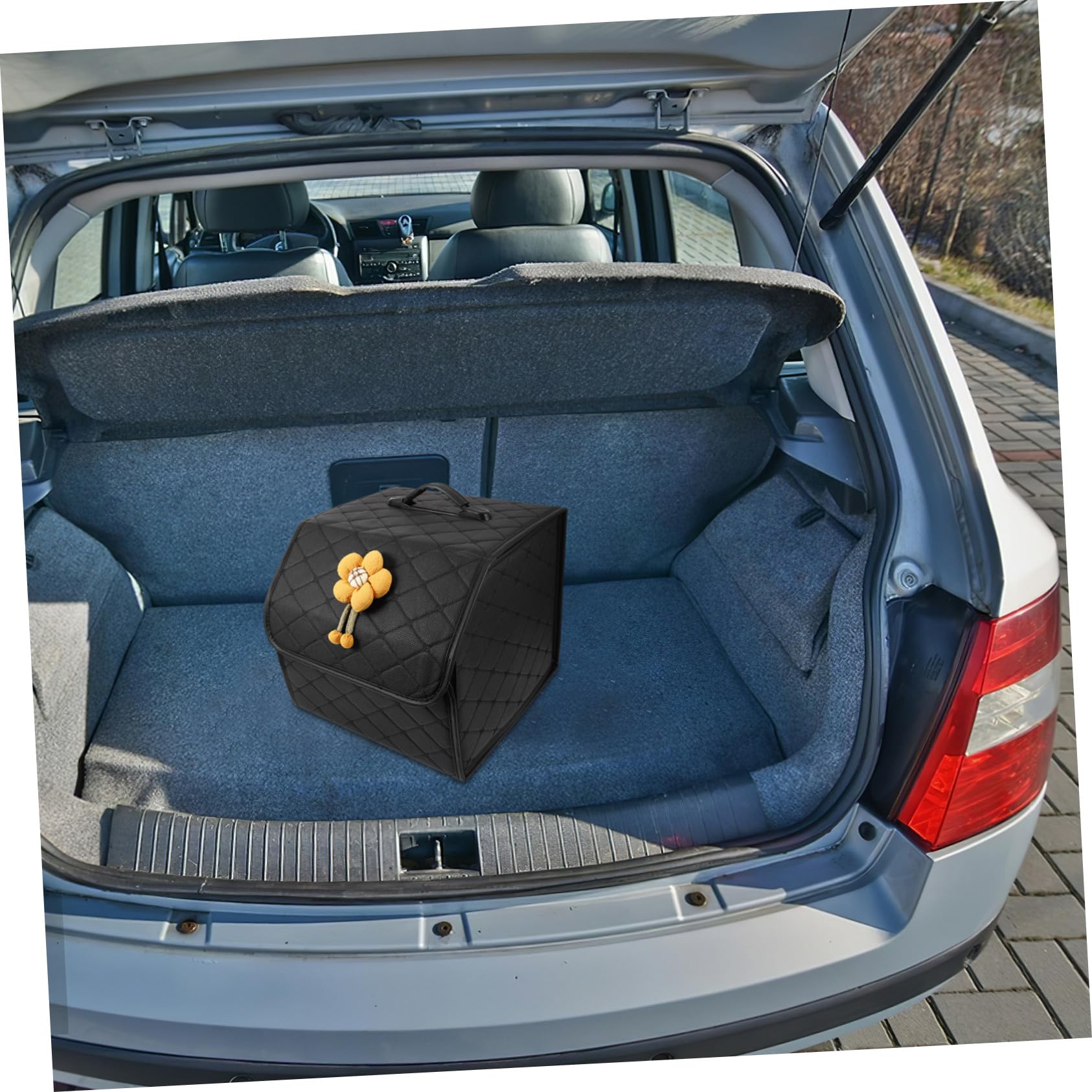 Organisateur de Coffre pour Voiture en Similicuir Noir Grosse Capacité | Rangement Facile à Organiser, Entretien Simple, Style Adorable et Charmant