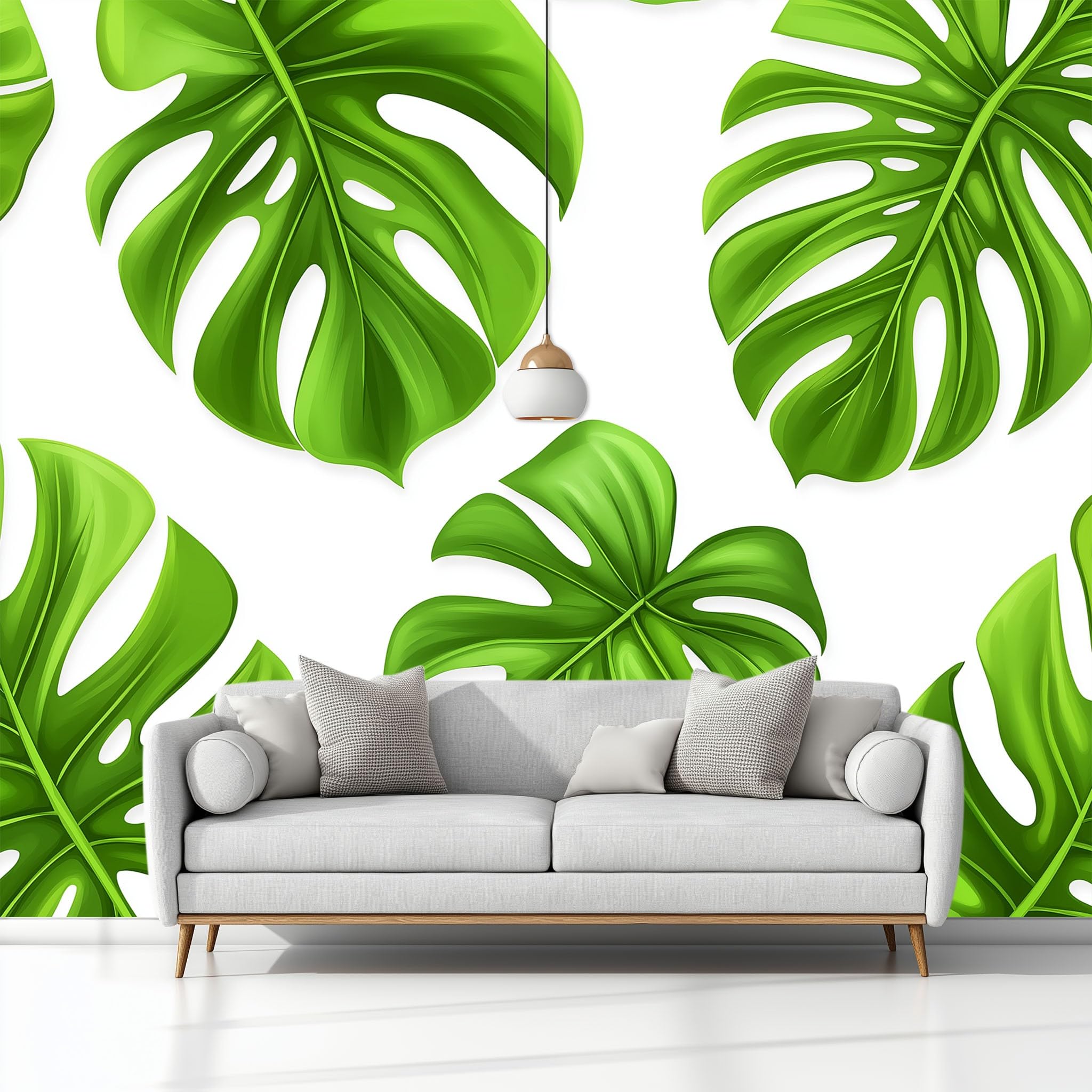 Fototapeta z włókniny, 350 x 256 cm, tropikalne liście, Monstera Deliciosa, tapeta na flizelinie, tapeta ścienna, efekt 3D, nowoczesna tapeta do salonu, malarstwa, pokoju dziecięcego, tło TV, tapeta z