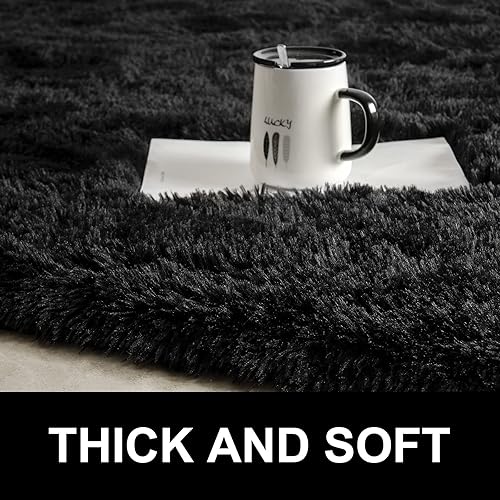 Miniatura 193 de LOCHAS Alfombra esponjosa para dormitorio, 2.6 x 5.3 pies, alfombra lanuda para dormitorio, mesita de noche, alfombra ovalada suave para sala