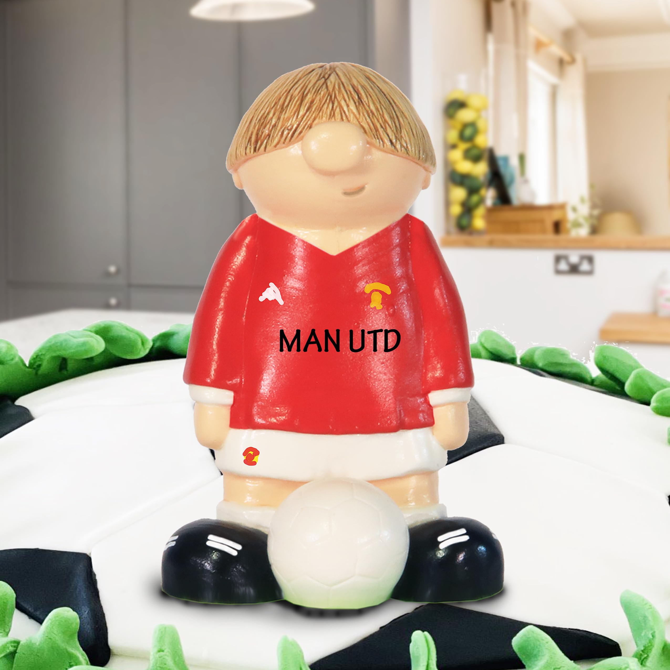 Manchester United FC Cake Topper - Personalised Football Keepsake Set Birthday Cake Decorations. Custom Red Devils Fan Birthday Wedding Anniversary Celebration Kids Cake Decor Unique Dad Son Supporter