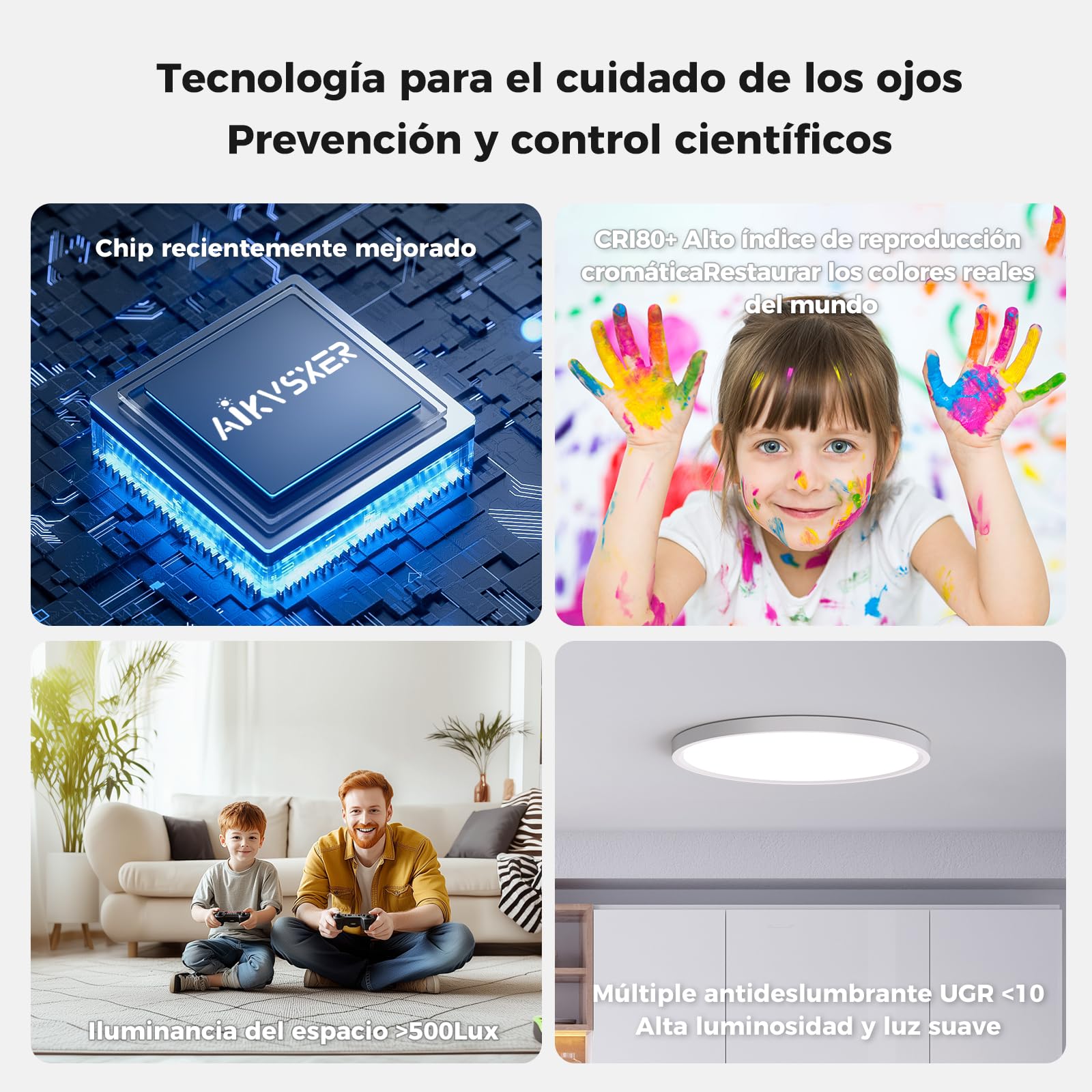 AIKVSXER Lámpara LED de Techo 33W Ø40 cm, Plafón Ultrafino Regulable con Control Inteligente, Temperatura de Color Ajustable 3000K–6500K, Mando a Distancia y App Móvil, con Luz Nocturna Integrada 5W