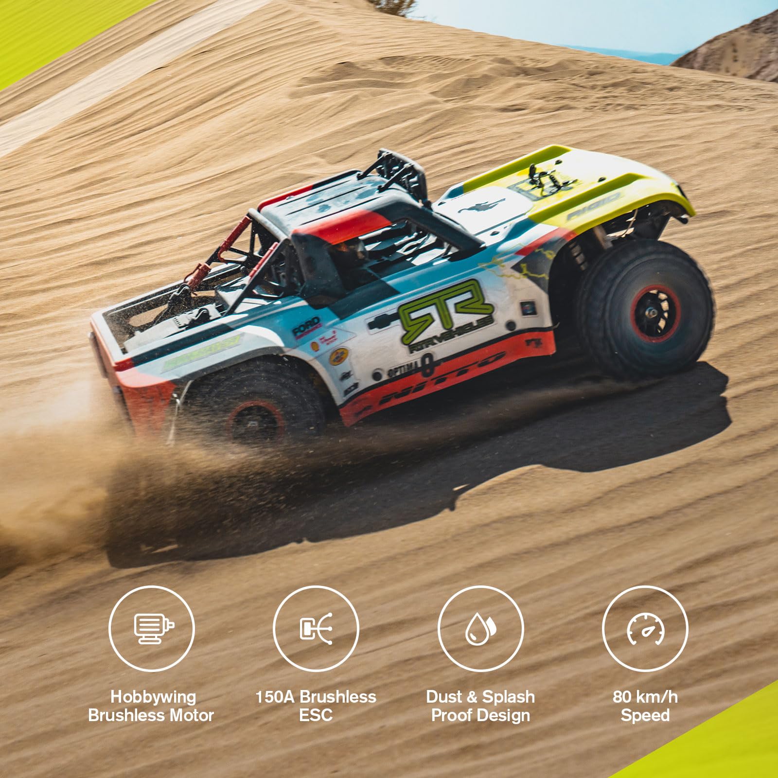 FMS 1/7 Ford Bronco U4 RTR EB RC Truck, Hobby RC Crawler with Brushless Motor & ESC, Remote-Controlled Lighting, Up to 80km/h Speed (2025)