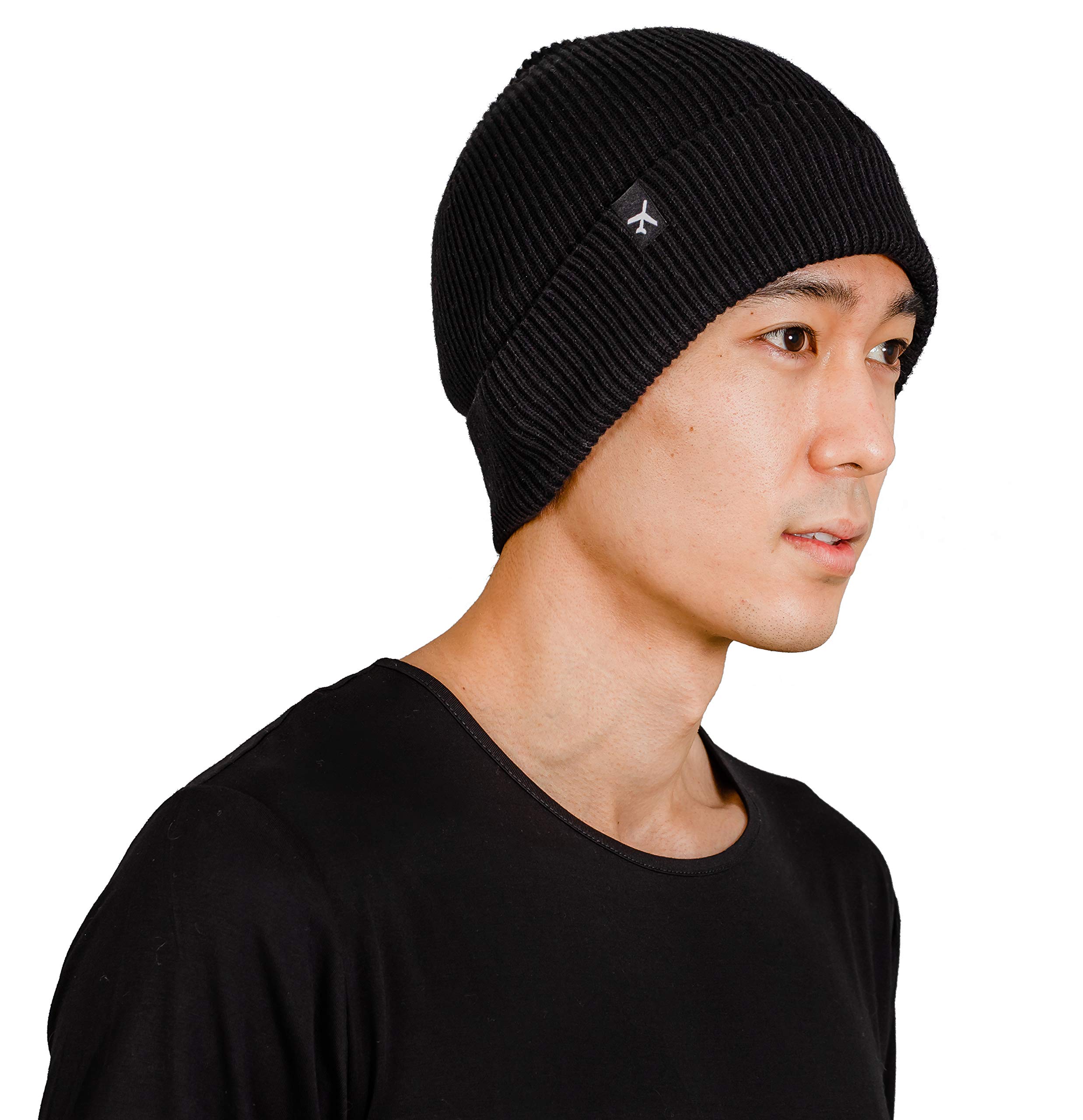 NxTSTOP Cashmere Beanie (Unisex) - Ultrasoft Cashmere & Organic Cotton Black Travleisure - for Sports, Travel, Outdoors in Spring, Fall, Winter