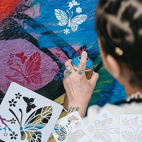 Miniatura 6 de BLMHTWO 12 plantillas de mariposa reutilizables, plantillas de pintura de mariposa, animales de mariposa, manualidades, plantillas de dibujo de