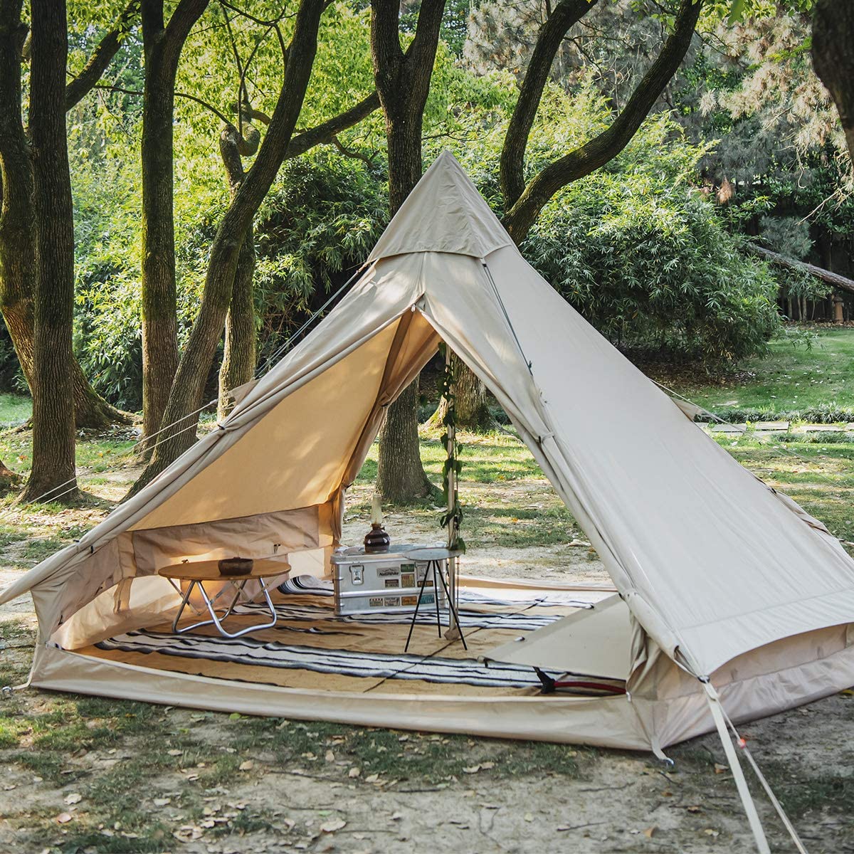 Naturehike Tente de Camping pour 2 à 12 Personnes Tente de Camping tipi pyramidale Indienne en Coton pour Les campings, Les déplacements en Voiture, Les réunions de Famille