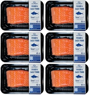 OCEANZEN Sashimi Grade Atlantic Salmon: 6 Packs Flash-Frozen Skinless Fillets (4.5 lbs), Sustainably Sourced Sushi Salmon