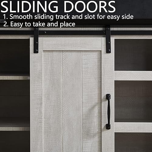 Miniatura 6 de Soportes de televisión para centros de entretenimiento, moderno soporte de TV de madera de granja para televisores de hasta 65 pulgadas, para sala