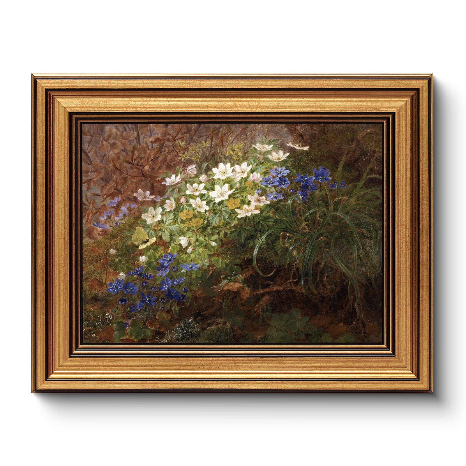 HUARCEY Gold Framed Vintage Wall Art for Living Room, Bathroom Shelf Wildflowers Prints Decor Aesthetic Classical Floral Paintings Farmhouse Wall Decor, Retro Table Desk Decoration for Bedroom 8"x10"