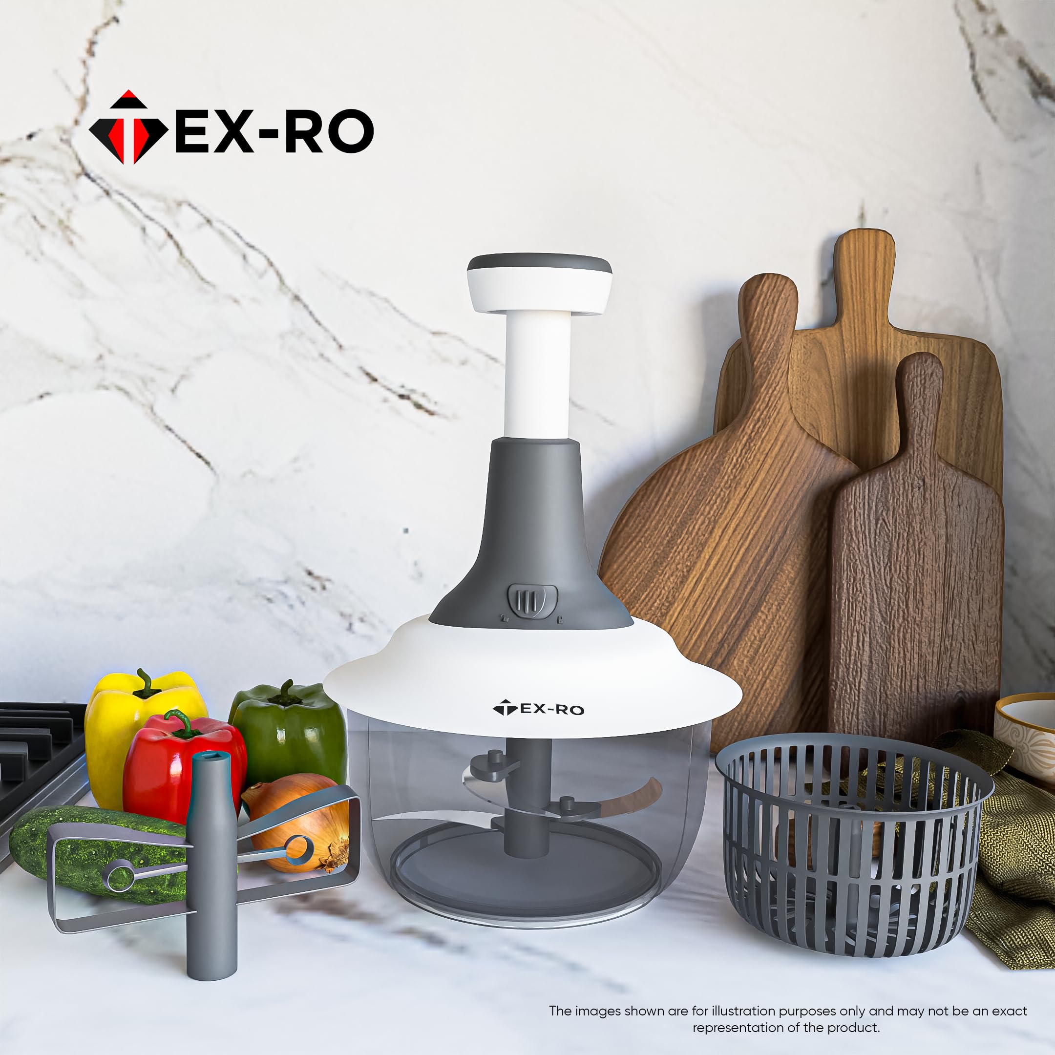 TEX-RO Push Chopper for Kitchen Use | Vegetable Cutter & Onion Chopper | Vegetable Chopper for Kitchen (1600 Ml, Plastic) 4