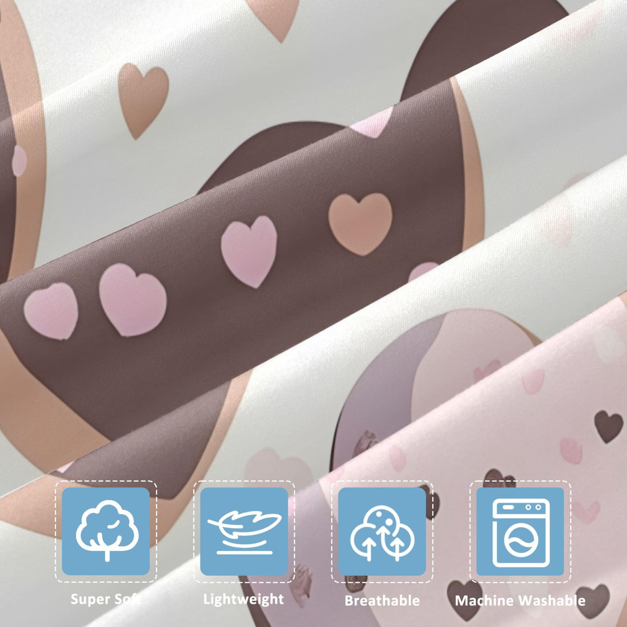 Sábana bajera ajustable individual con diseño de rosquillas de corazón, bolsillo extra profundo de 24 pulgadas, funda suave y transpirable con apertura de válvula de cremallera para cama de