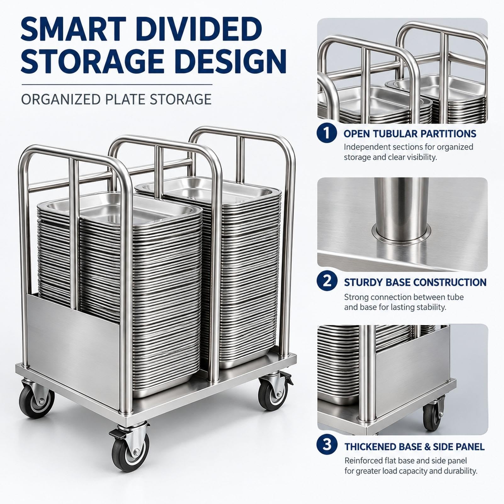 Carrello Portavassoi in Acciaio Inox per Ristoranti