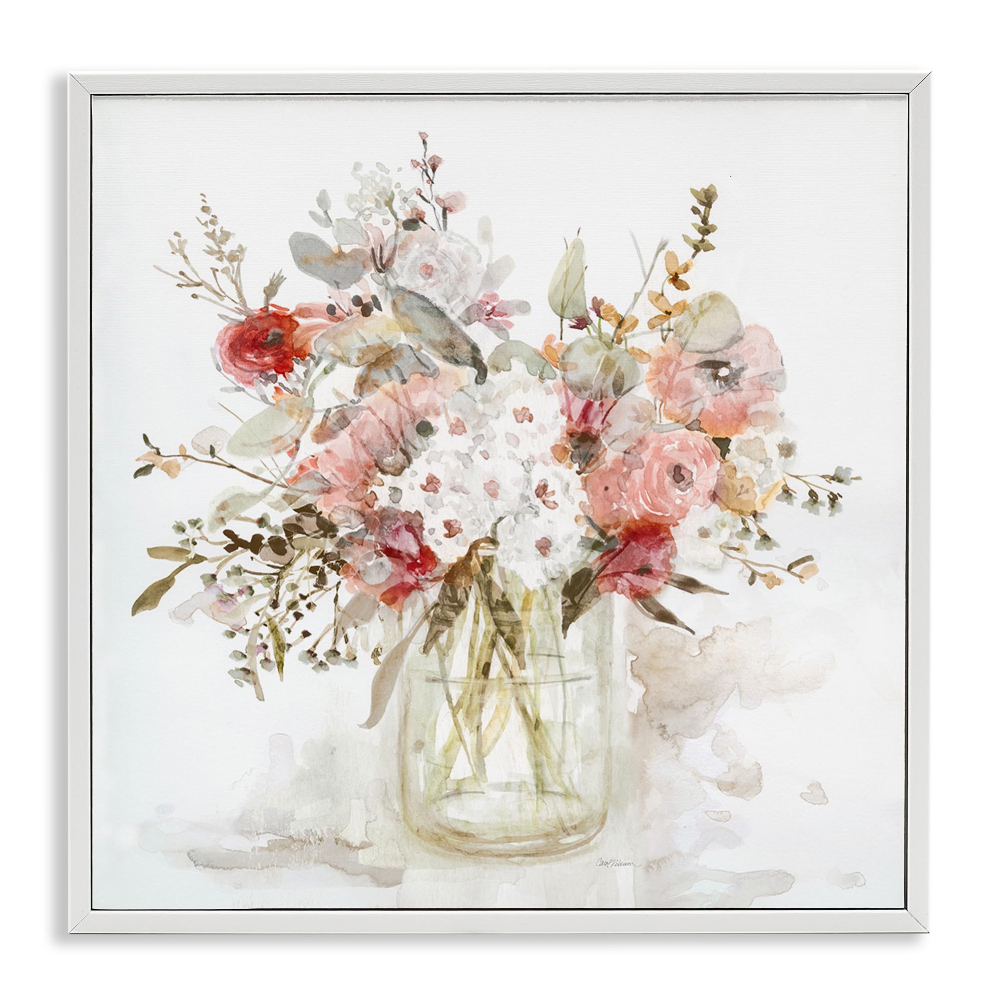 Stupell Industries 'Soft Blush Botanical Bouquet', Framed Giclee Art, White, 17 x 17 Inches, Easy to Hang and Sturdy, Made in USA, by Carol Robinson