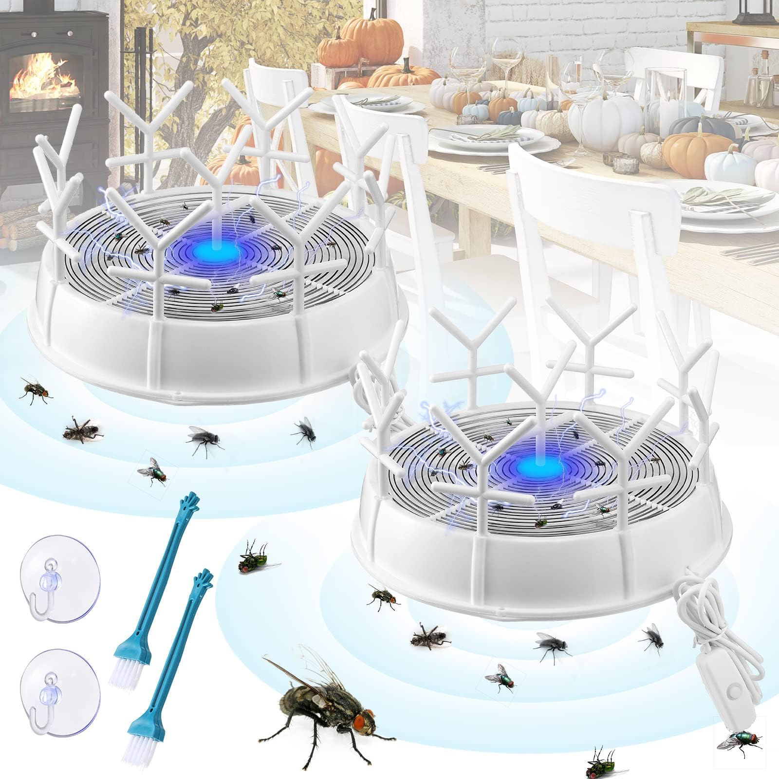 Sponsored Ad – 2PCS Electric Fly Trap, Pest Control Device Automatic Fly Catcher Kitchen Fly Trap Fruit Fly Gnat Bug Catcher Silent Fly Catcher Safe Bug Catcher for Indoor Outdoor House Patios Flies Repellent Tools