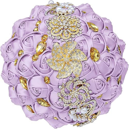 DAVBIR Flores artificiales azules hechas a mano de 5.9 in, suministros de decoración de boda, ramo de simulación de diamantes de imitación para la