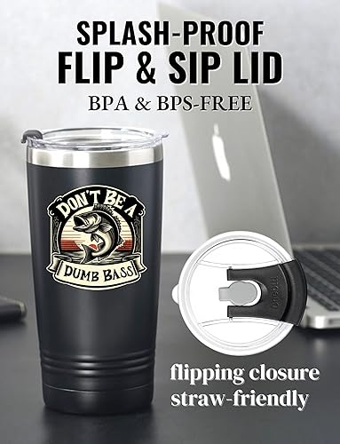 Vista 4 de Onebttl Regalos de pesca de lubina para hombres, papá, marido, vaso de acero inoxidable de 20 onzas para amantes de la pesca para Navidad