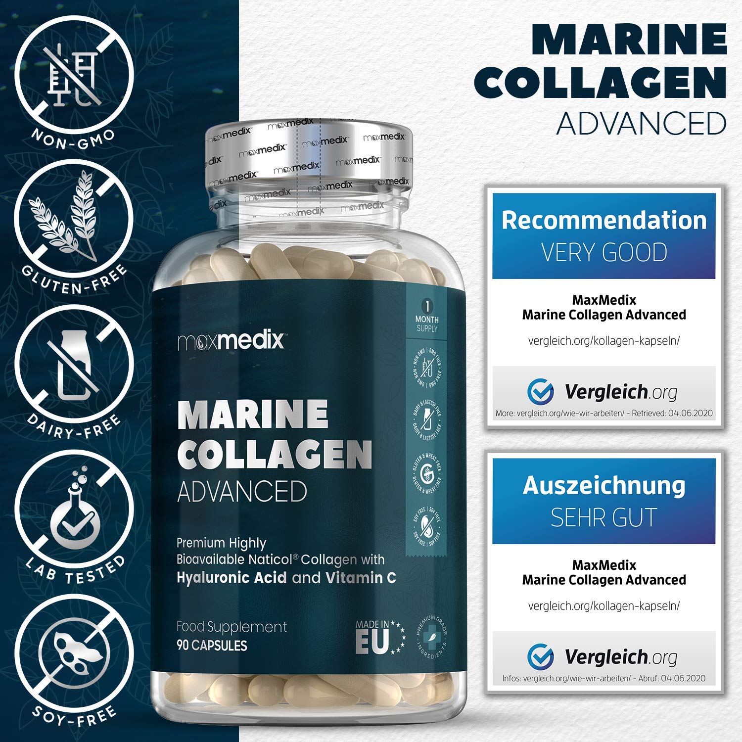Marine Collagen Capsules 1545mg Hydrolysed Collagen Complex