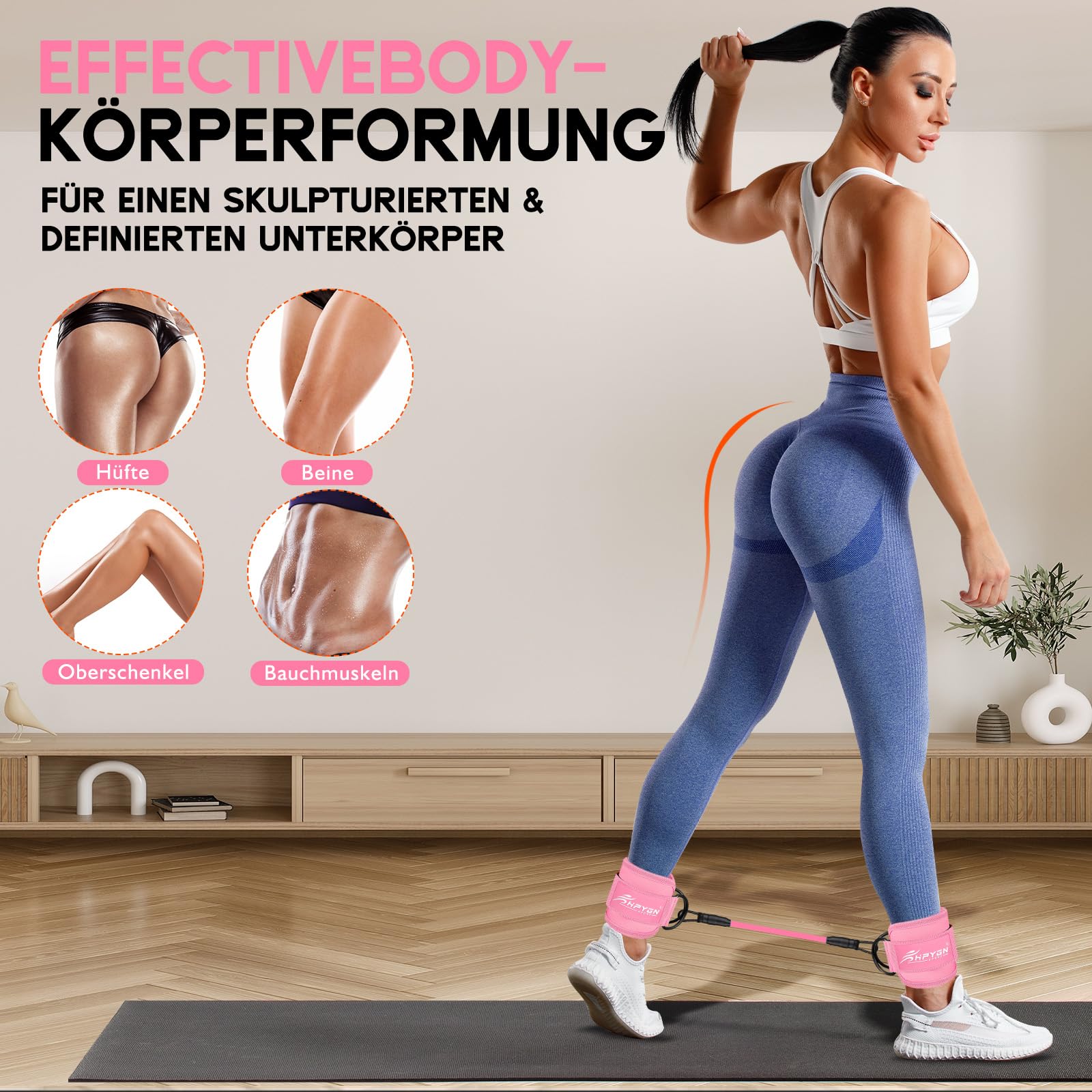 HPYGN Knöchel-Widerstandsbänder, Knöchelbänder zum Training mit Manschetten, Widerstandsbänder für das Bein-Po-Training, Trainingsausrüstung für Kickbacks, Hüft-Gesäßmuskel-Trainingsübungen