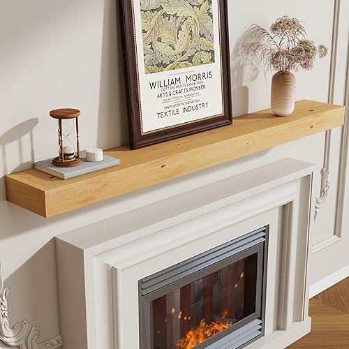 Marsmiles Fireplace Mantel Shelf 60 Inch, Rustic Handcrafted Wood Mantles