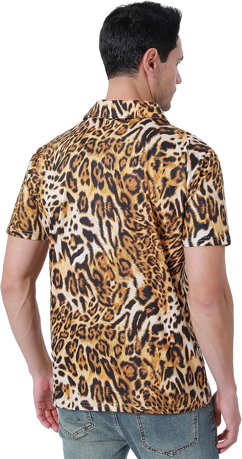 Funny World Men's Animal Print Polo Funny Golf Shirt Short Sleeve Costumes for Adults
