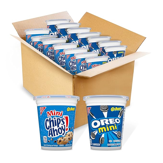 OREO Mini Cookies &amp; CHIPS AHOY! Mini Cookies Go-Cup Cookies Variety Pack, 14 Go-Paks (assortment may vary)