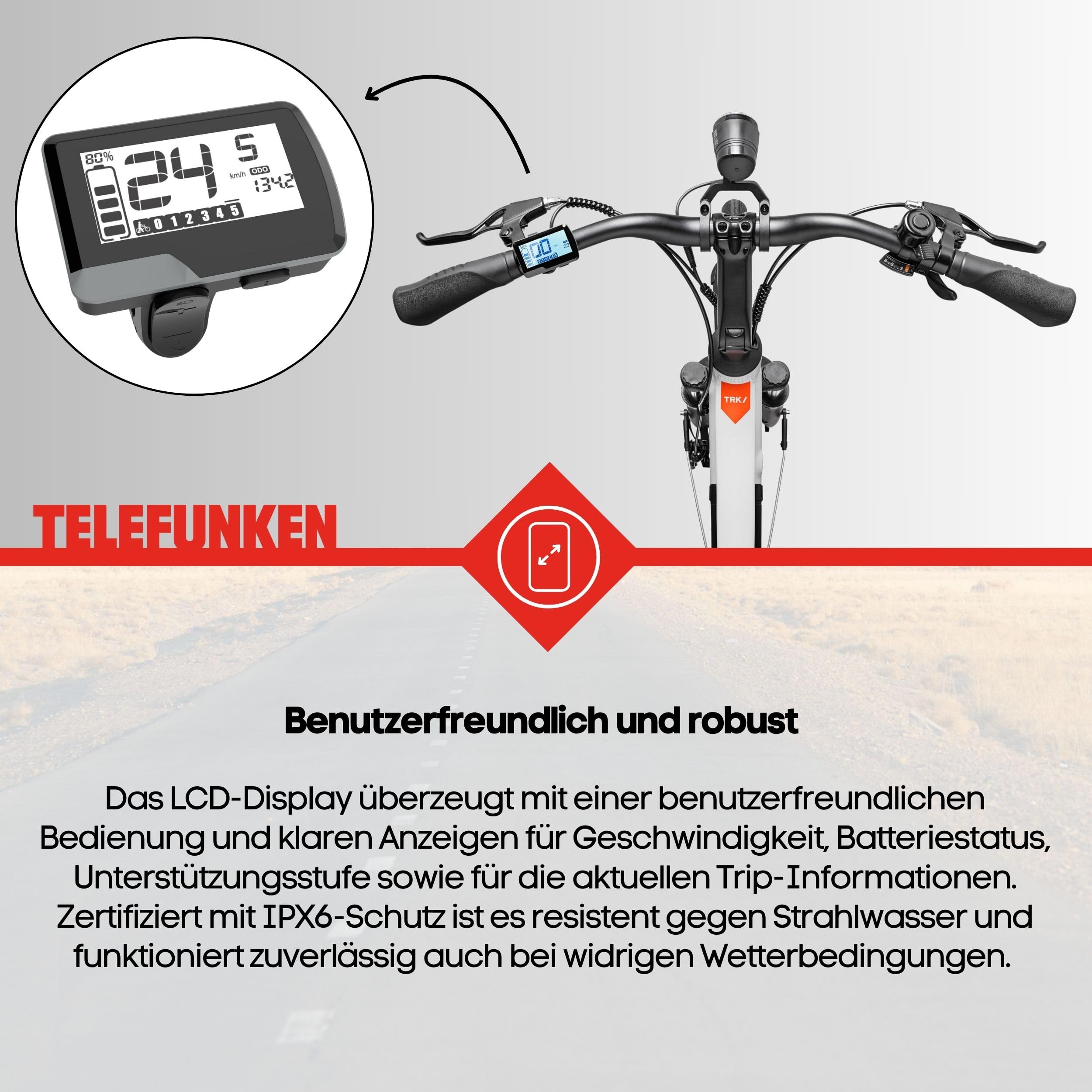 TELEFUNKEN E-Bike 28 Zoll Fahrrad | Trekking Pedelec mit 8-Gang Kettenschaltung & Scheibenbremsen | 250 W Heckmotor & integriertem 417,6 Wh Li-Ion-Akku | inkl. Panzerkabelschloss