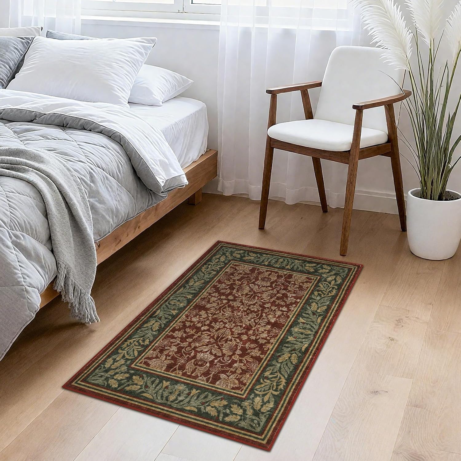 GarveeHome Christmas Rug 2x3 Boho Vintage Rugs Non Slip Front Door Rug for Entryway, Washable Indoor Kitchen Rugs Low-Pile Stain Resistance Small Door Mat Holiday Decor for Bedroom Red Red 2' x 3' (Rectangular)