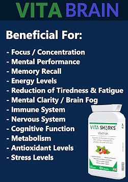 VitaBrain - Potent Super Concentrated Supplement for The Brain. Neurological Support for Immunity, Enhanced Focus, Neuro-Plasticity, Concentration, Mental Awareness & Agility