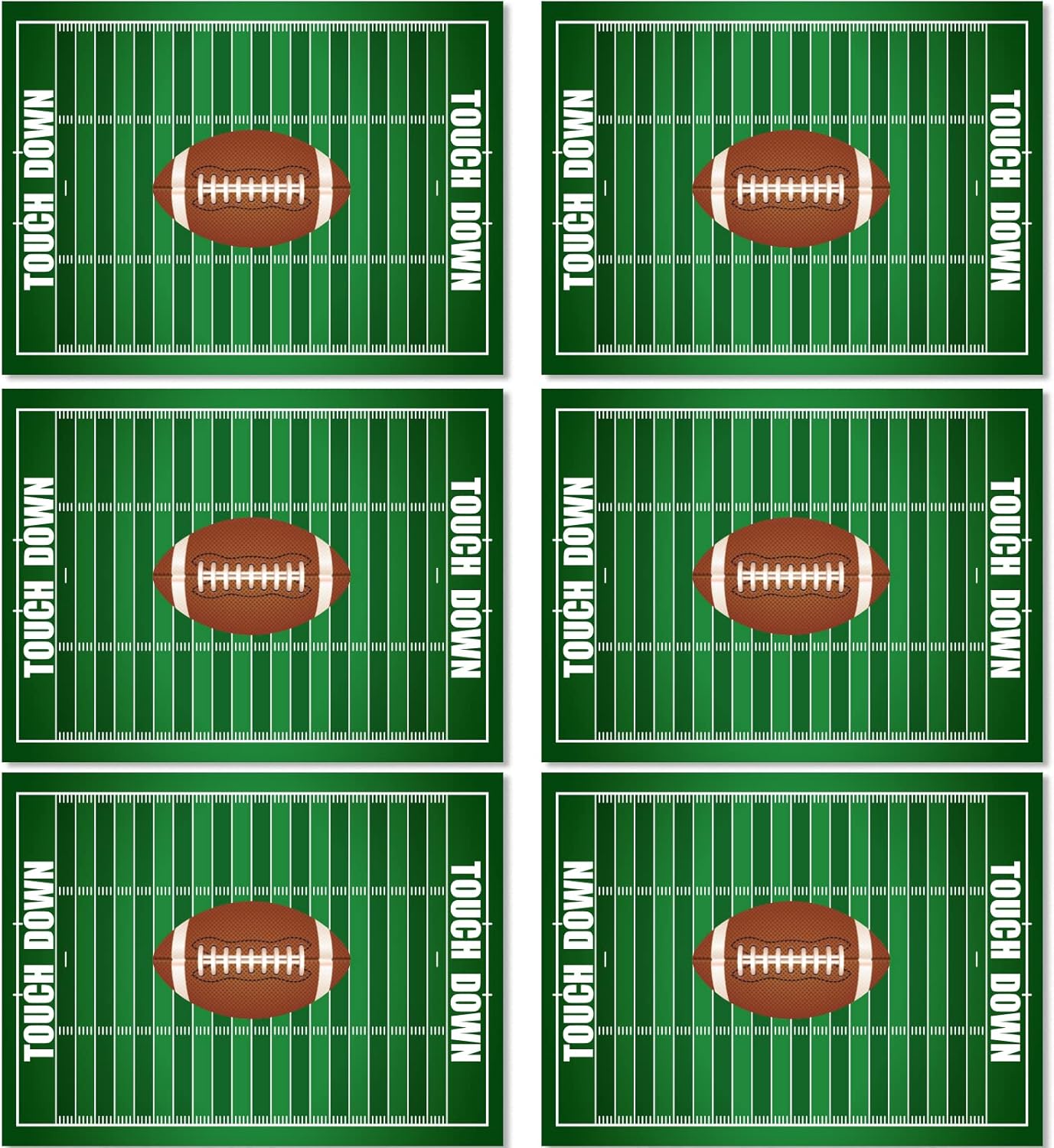 Football Placemats Set of 6 Sport Plastic Place Mats Rugby