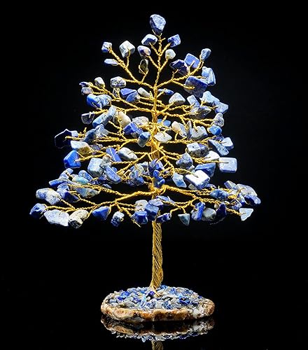 Miniatura 5 de Árbol de la vida con piedras preciosas de lapislázuli Base de rodajas de ágata de geoda, árbol de cristal para energía positiva, árbol de chakras