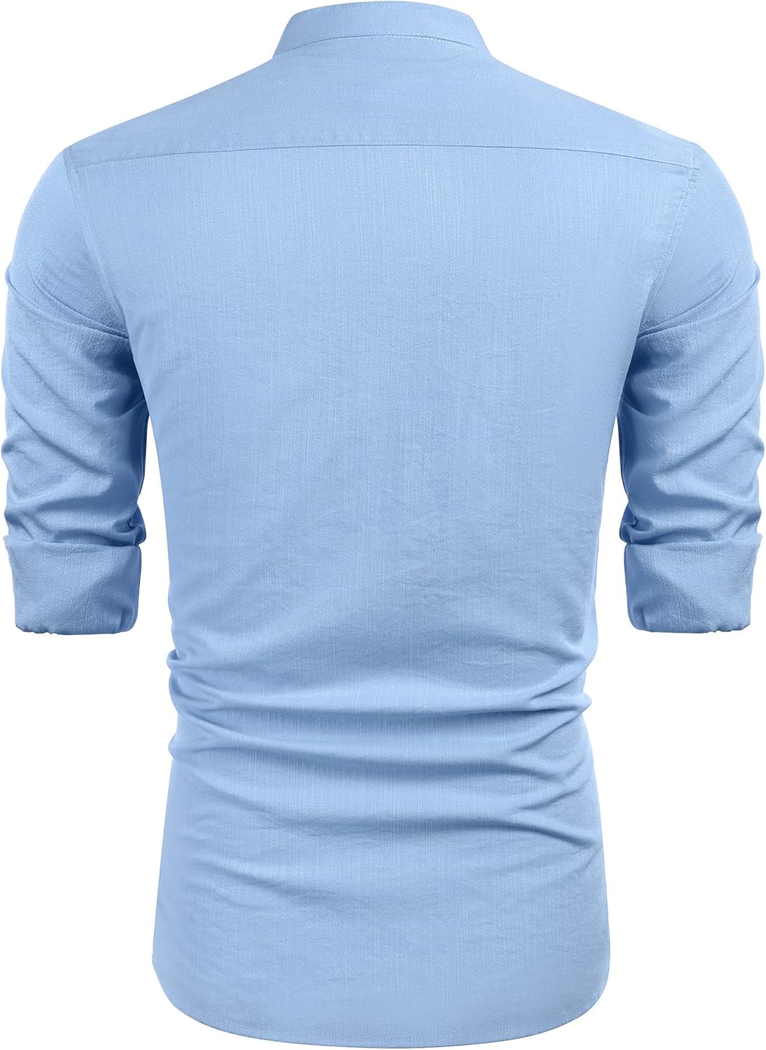 COOFANDY Men's Cuban Guayabera Shirt Casual Long Sleeve Button Down Shirts Band Collar Linen Summer Beach Shirt - Image 5