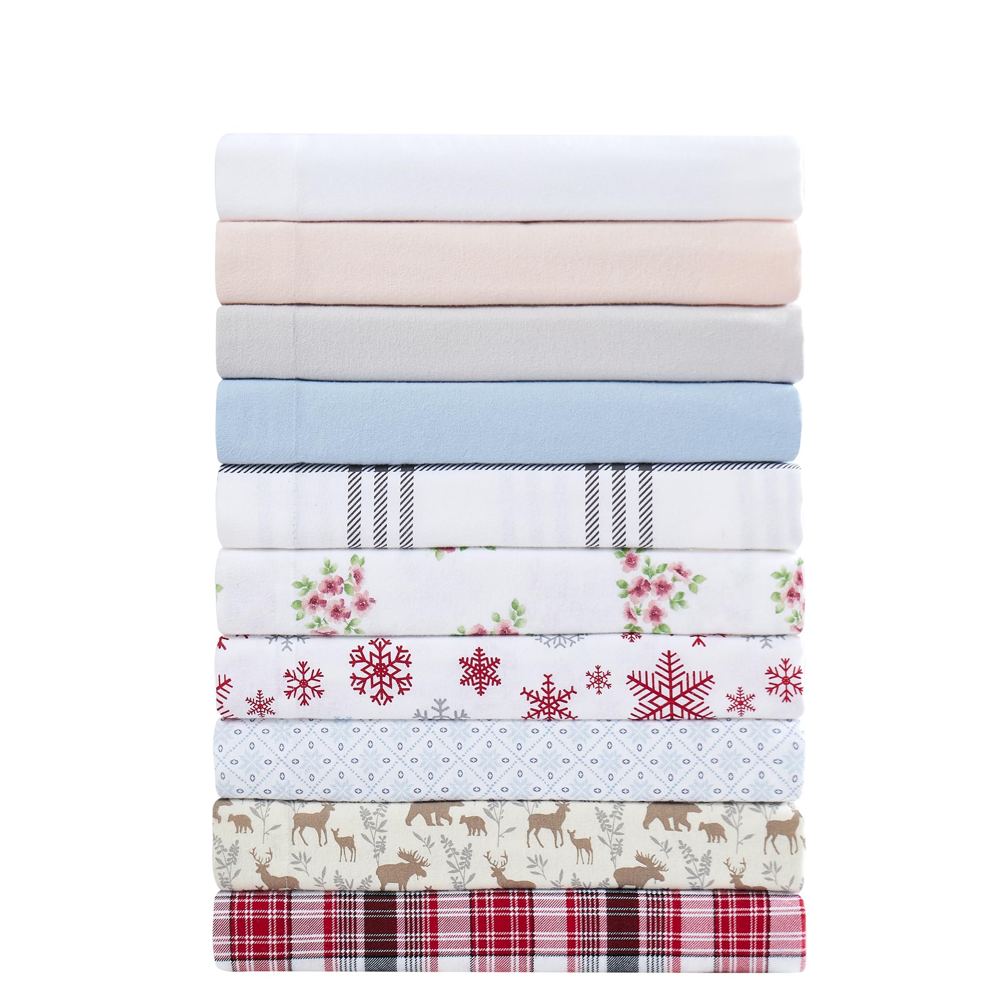 Linen Closet Juego de sábanas de percal 100% algodón de 160 g/m², tamaño Queen Icy Star