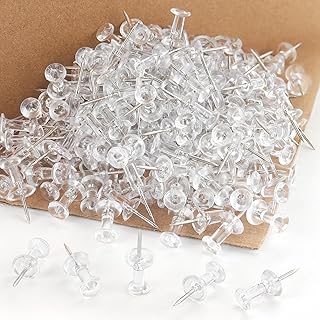 ZZTX Push Pins 500-Pack, Large Bulk Clear Thumb Tacks Steel Point and Clear Plastic Head for Bulletin Board, Cork Board, Office