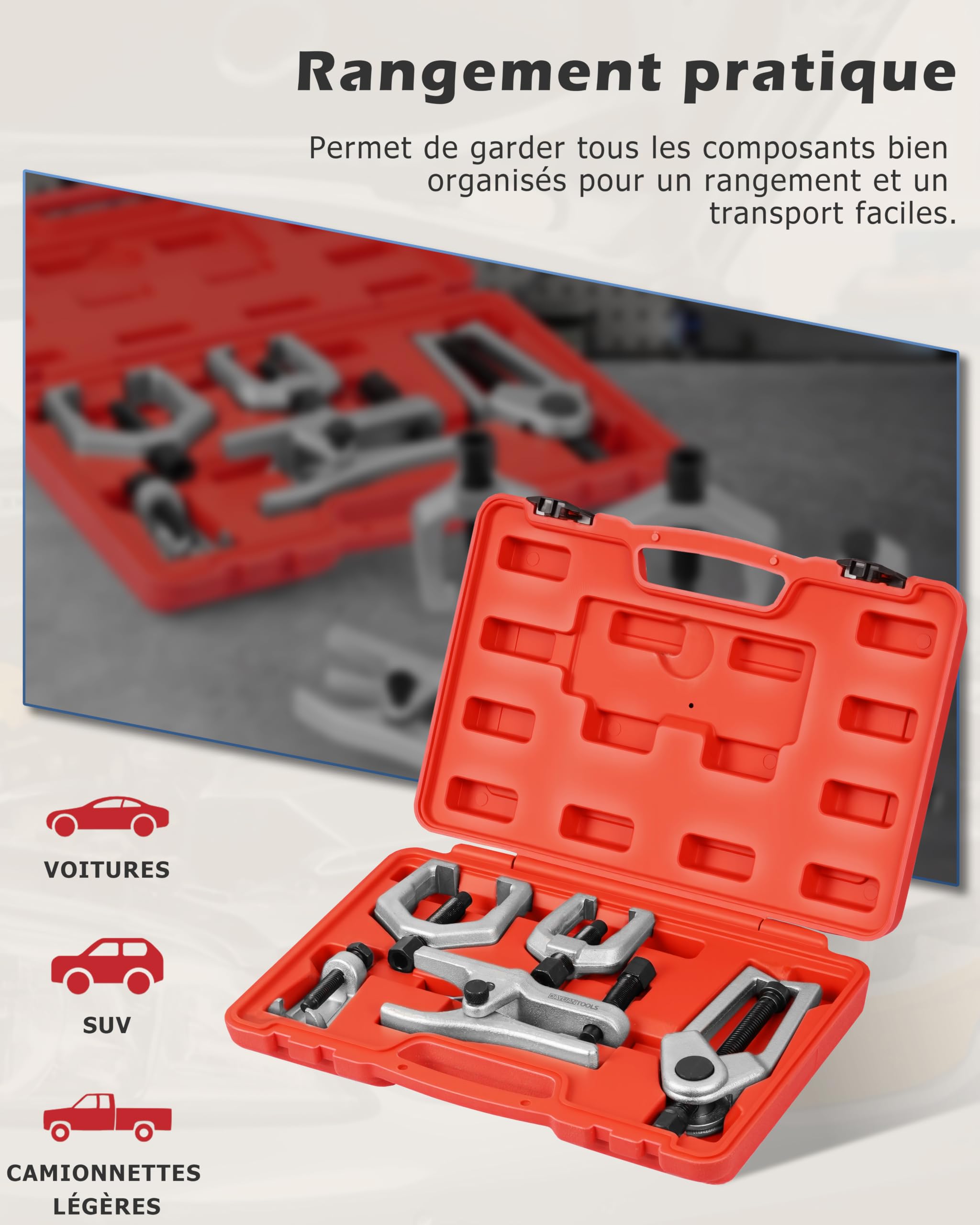 DAYUAN 5 pièces kit arrache rotule pour Triangle de Suspension Extracteur de rotule Universel