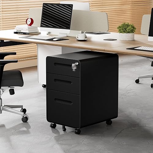 Miniatura 51 de Archivador de 2 cajones con cerradura y 4 llaves, archivador móvil de metal, archivadores para oficina en casa, debajo del escritorio, premontaje