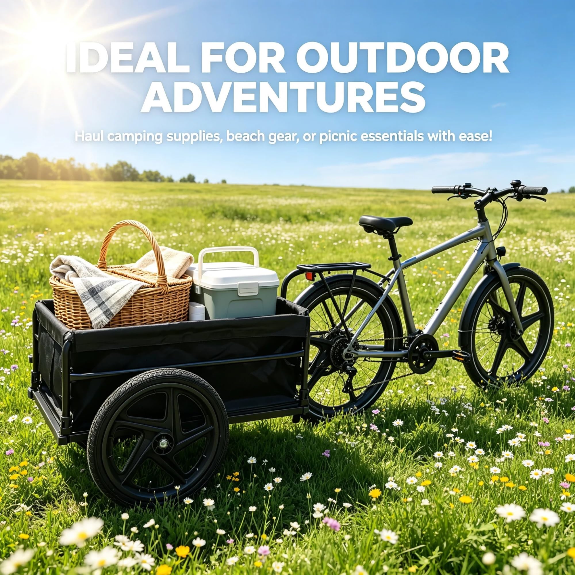 Remorque de Chargement à Roue Unique Tout‑Terrain – Transporteur Lourd pour Vélos Électriques avec Suspension