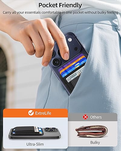 Miniatura 171 de ExtreLife Magsafe Wallet, cartera magnética más fuerte para iPhone 17/16/15/14/13/12, para tarjetero Magsafe con 2 ranuras para tarjetas, bloqueo